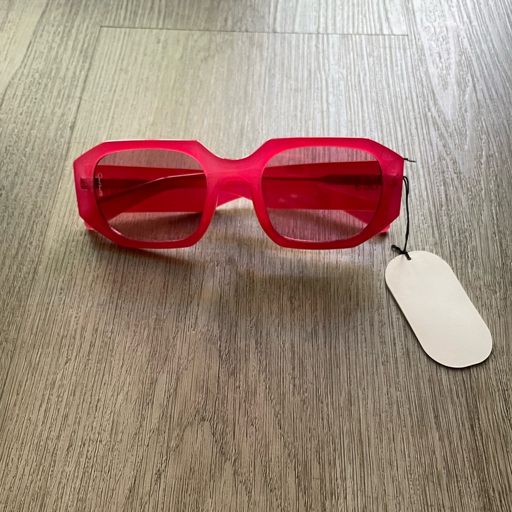 otra vera pink redish chunky oversized hexagonal retro sunglasses eyewear new
